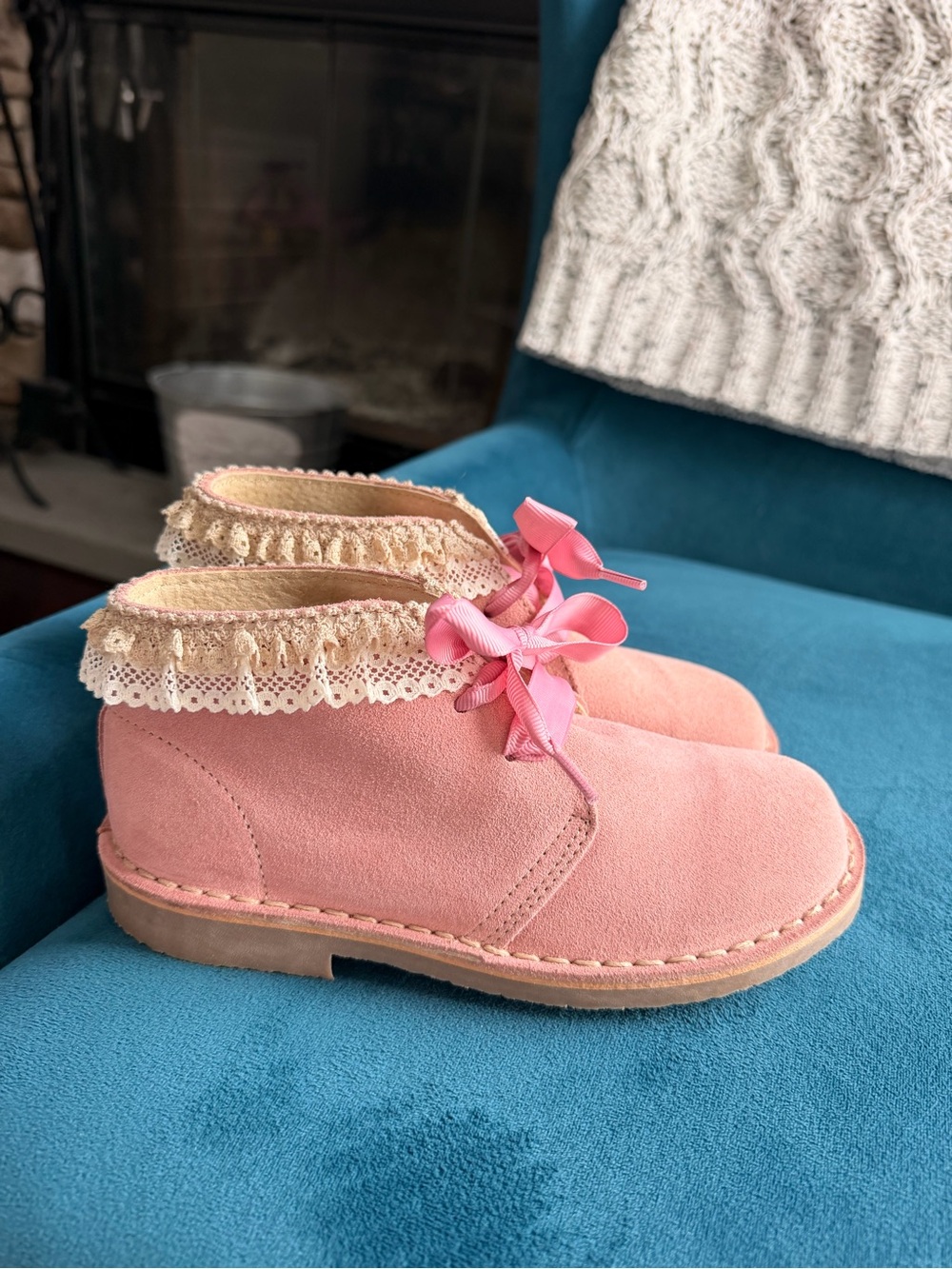 European Pink Suede Ankle Boots